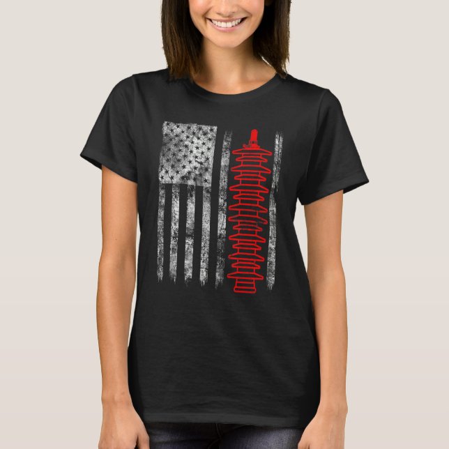 Silhouette Lightning Arrester American Flag Linema T-Shirt (Front)