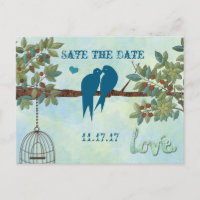 Silhouette Love Birds Bird Cage Tree Save the Date