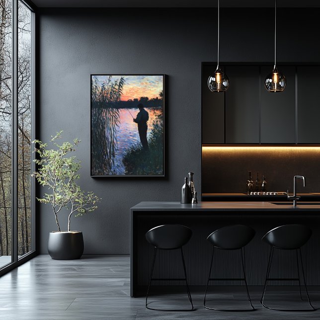 Silhouette Man Fishing at Sunset – Impressionist Poster (Creator Uploaded)