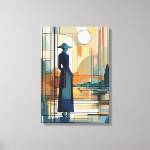 Silhouette Modern Colorful Wrapped Art Canvas Prin Print