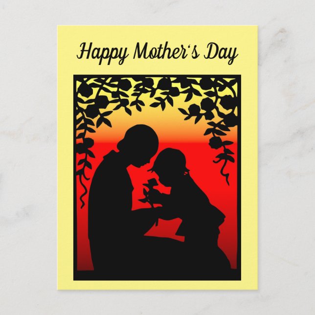 Silhouette Mother And Child Postcard (Front)