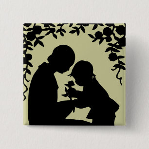 Silhouette Mother & Child Button