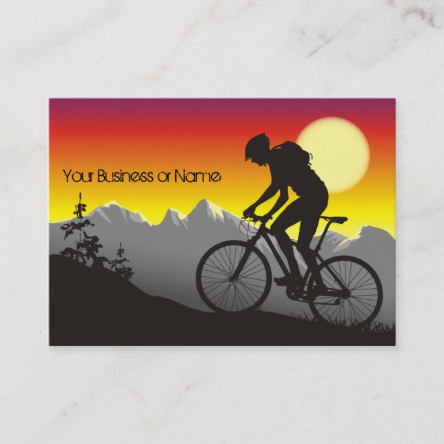 Silhouette Mountain Bike Biking Sunrise Sunset Business Card (Front)