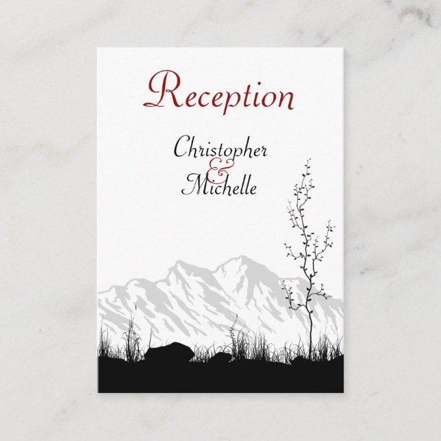 Silhouette Mountain Wedding Reception Cards (Front)