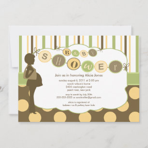 Silhouette Mum Baby Shower Boy or Girl Brown Invitation