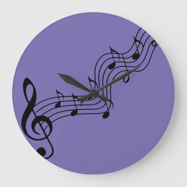 silhouette-musical-note-clef-bass large clock (Front)