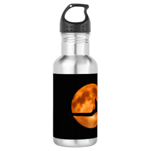 Silhouette of a Black Cat in a Tree 532 Ml Water Bottle