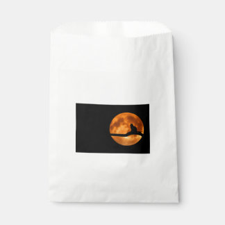 Silhouette of a Black Cat in a Tree Favour Bags