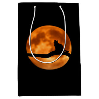 Silhouette of a Black Cat in a Tree Medium Gift Bag