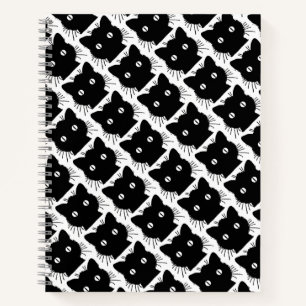 Silhouette of a black cat vintage illustration notebook