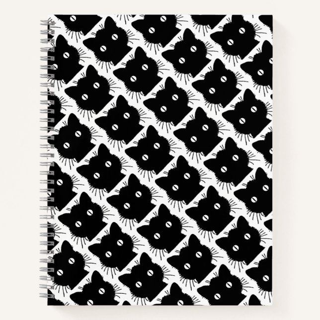 Silhouette of a black cat vintage illustration notebook (Front)