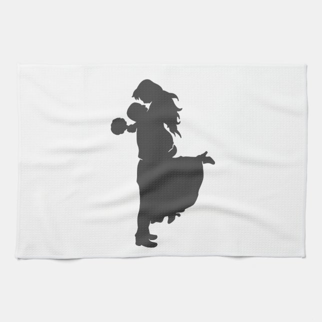 Silhouette of a couple tea towel (Horizontal)