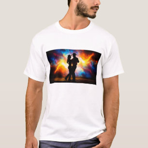 Silhouette of a cow boy couple dancing together T-Shirt