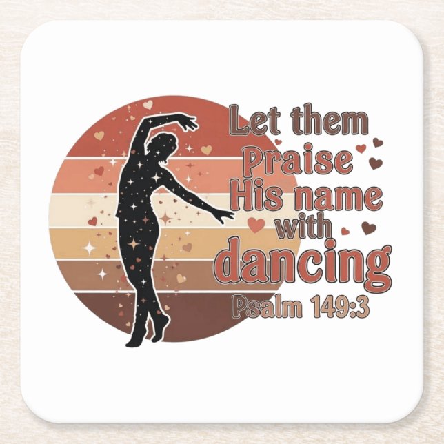 Silhouette of a dancer - Psalm based design Square Paper Coaster (Front)