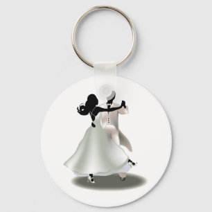 Silhouette of a Dancing Couple Key Ring