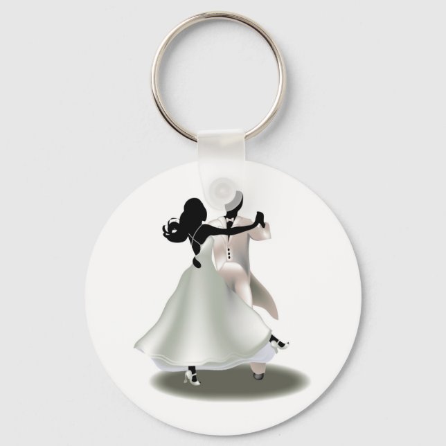Silhouette of a Dancing Couple Key Ring (Front)