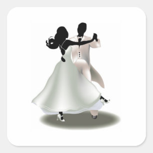 Silhouette of a Dancing Couple Square Sticker