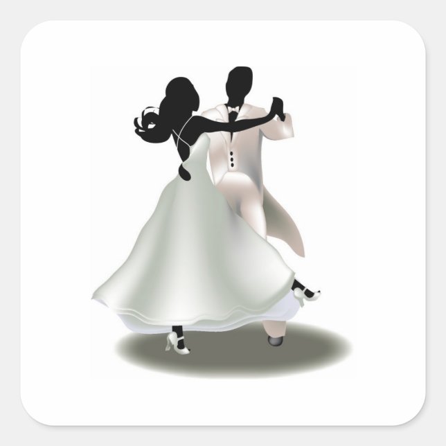 Silhouette of a Dancing Couple Square Sticker (Front)