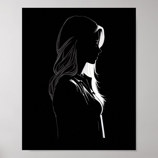 Silhouette of a girl with light and shadow poster (Front)