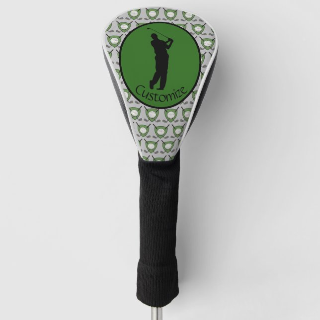 Silhouette Of A Golfer Golf Head Cover (Front)
