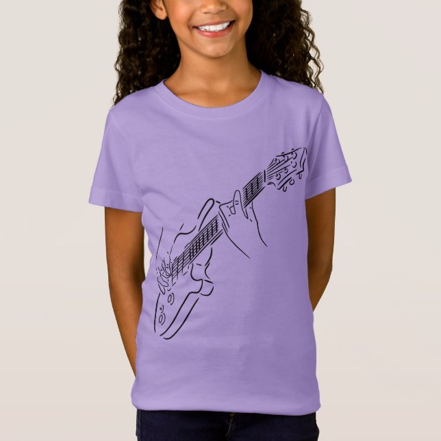 Silhouette of a guitar. Rock Guitarist. Bass.  T-Shirt (Front)