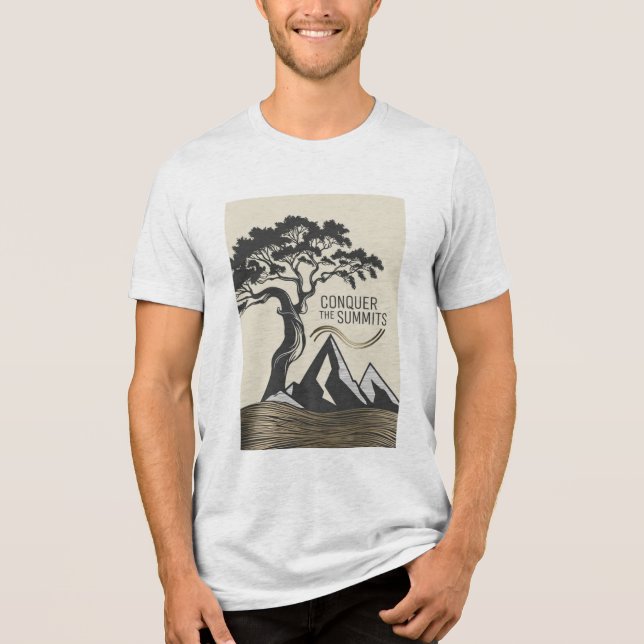 silhouette of a lone tree on a hill Tri-Blend shirt (Front)