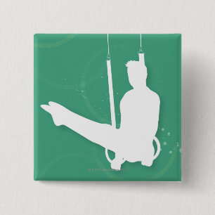 Silhouette of a man performing gymnastics 15 cm square badge