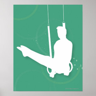 Silhouette of a man performing gymnastics poster