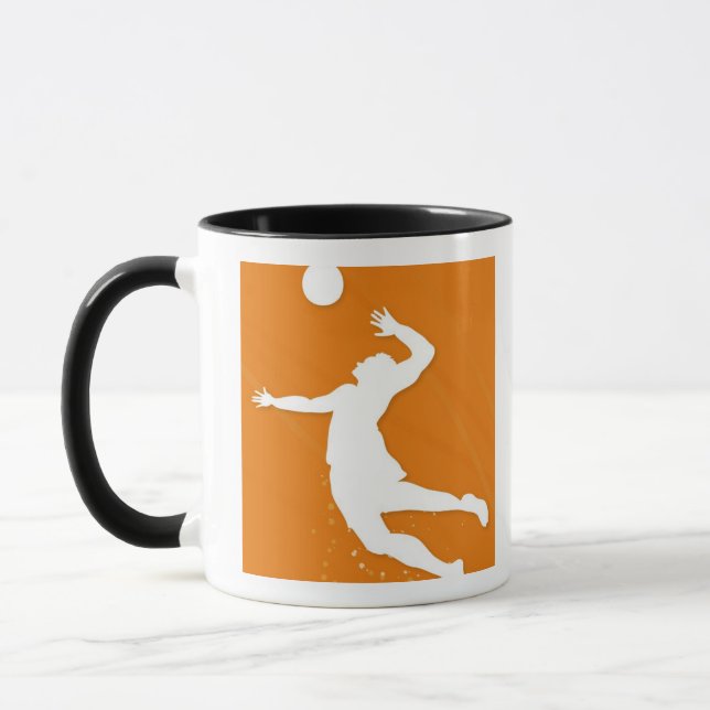 Silhouette of a man playing volleyball mug (Left)
