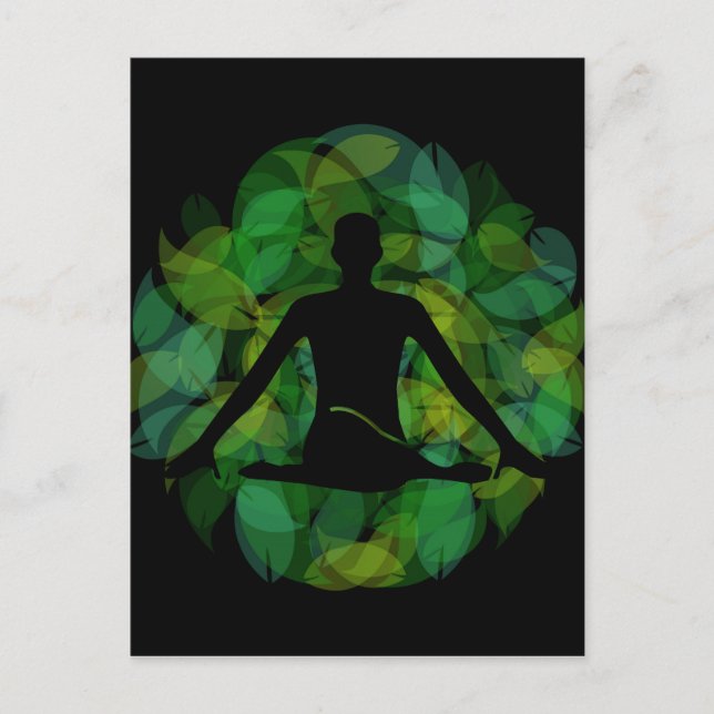 Silhouette of a meditating person postcard (Front)