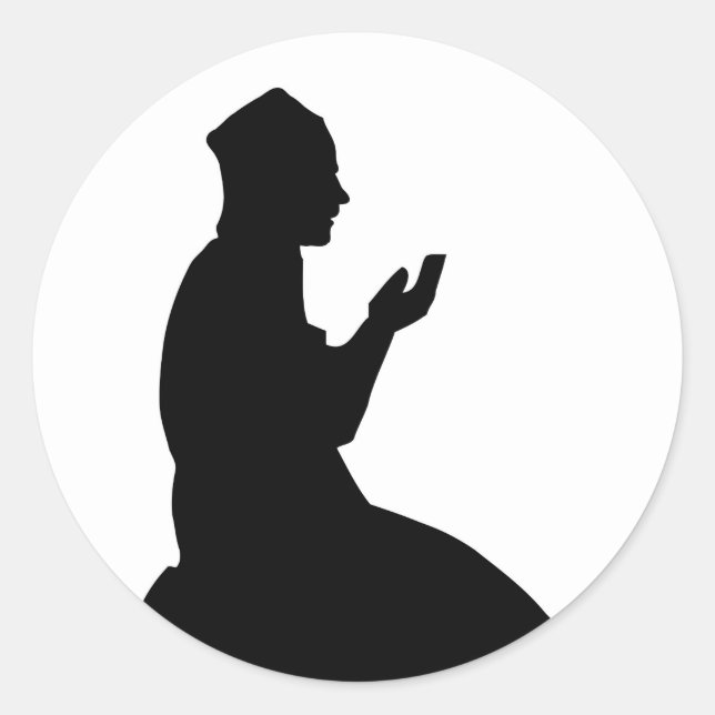 Silhouette of a Muslim praying man Classic Round Sticker (Front)