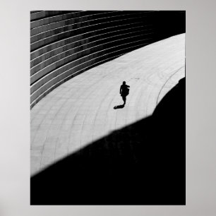 SILHOUETTE OF A PERSON WALKING ON GRAY CONCRETE FL POSTER