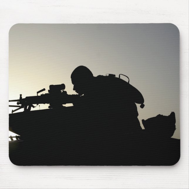 Silhouette of a Squad Automatic Weapon gunner Mouse Pad (Front)