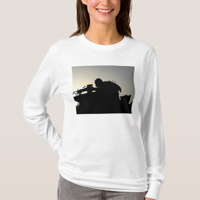 Silhouette of a Squad Automatic Weapon gunner T-Shirt (Front)