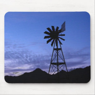 Silhouette of a windmill mouse pad