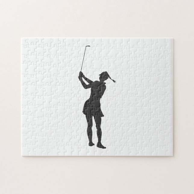 Silhouette of a woman playing golf jigsaw puzzle (Horizontal)