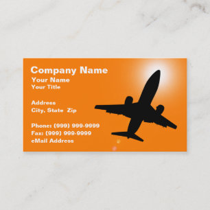Silhouette of Aeroplane Against Sunset Coloured Business Card
