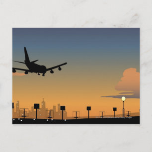 Silhouette of an aeroplane in flight postcard