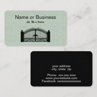 Silhouette of black fence on green business card
