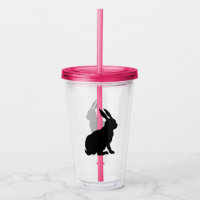 Silhouette of Black Sitting Rabbit Side Profile