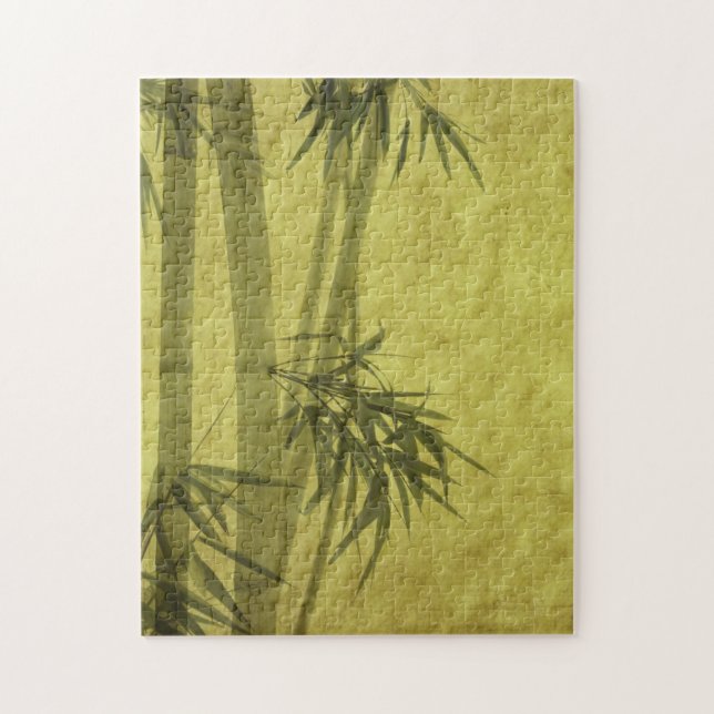 Silhouette of branches of a bamboo on paper jigsaw puzzle (Vertical)