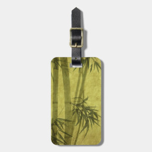 Silhouette of branches of a bamboo on paper luggage tag