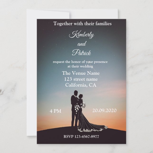 Silhouette Of Bride Wedding Invitation (Front)