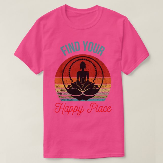 Silhouette of Buddha in Lotus Flower Find Your Zen T-Shirt (Design Front)
