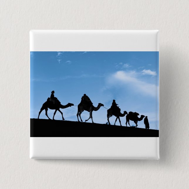 Silhouette of Camel Caravan 15 Cm Square Badge (Front)