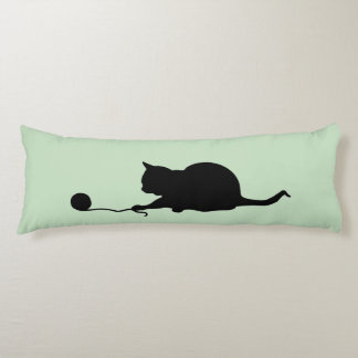 Silhouette of Cat at Play Body Cushion