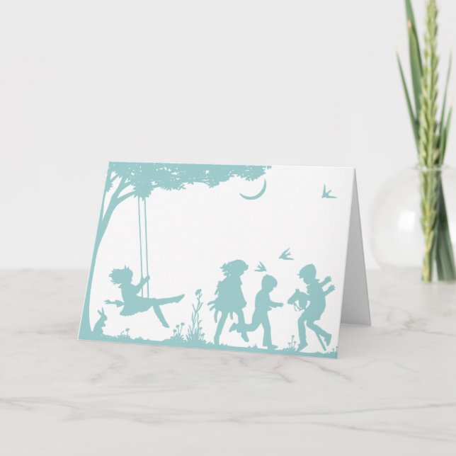 Silhouette of Children Playing Card (Front)