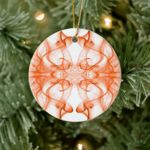 Silhouette of Coloured Smoke Abstract orange Ceramic Tree Decoration