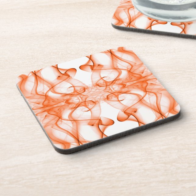 Silhouette of Coloured Smoke Abstract orange Coaster (Left Side)