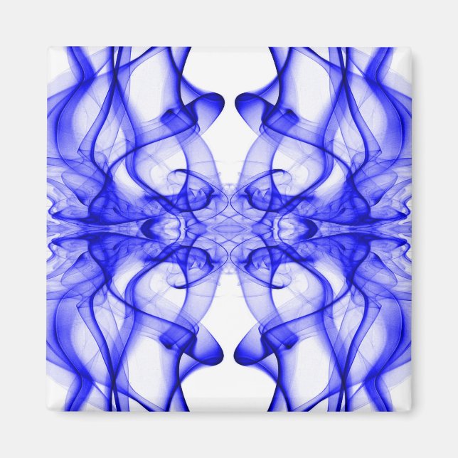 Silhouette of Coloured Smoke Abstract Pattern Blue Magnet (Front)